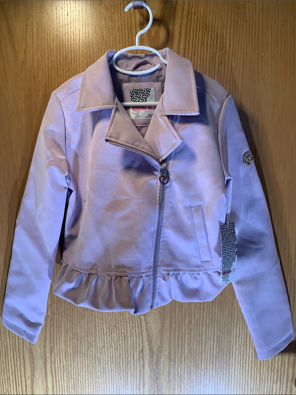 NWT Kensie Girl Lavender Ruffle-Hem Moto Jacket - Size 10/12